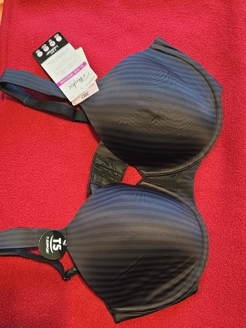 Playtex Black Striped T-Shirt Bra with Smooth Molded Cups